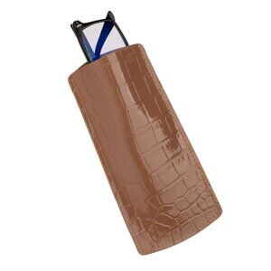 Calfskin Glasses Case – Alligator Effect, Luxury Feel - Lacquer Clay Brown